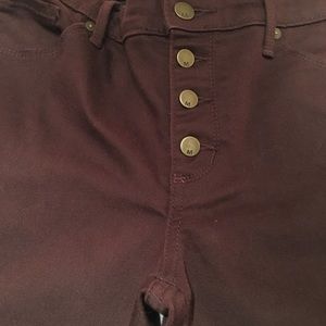 Mossimo burgundy jeans button fly closure